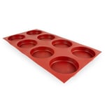 Maé, Moule cylindre silicone GN1/1 8 alvéoles Ø100X20 mm, 150 ml, 100% premium, Made in France, 25x46 cm