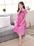 CIDCIJN Chemise De Nuit Pyjama Femme,Mode Sexy Summer Thin Ice Silk Nightdress Ladies New Sleeveless Nightgown Casual Home Dress Pregnant Woman Loose Sleeping Dress, Fuchsia