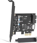 Carte PCIe x 1 vers USB 3.0 19Pin Header & Type E (A Key), Adaptateur USB en façade pour 1 USB A en façade, 1 USB C en façade, USB 3.0 5Gpbs PCI Express Expansion Card pour Windows MacOS