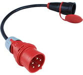 Adaptateur NWP - 16 A - 400 V - Courant fort vers prise Schuko 230 V - IP44-3 x 2,5 mm² - Câble en caoutchouc