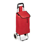 Relaxdays 10027828_47 Chariot de courses pliable sac amovible 28 L,caddie pour achats roulettes HlP 92,5x 42 x 28 cm rouge, Tissu, 1