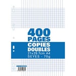 - Copies doubles Seyès 21x29,7 cm 400 pages grands carreaux blanc 70g sous film plastique