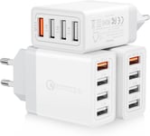 Lot De 3 Chargeur Usb, 33w Pr Usb Multiple 4 Ports Pr Chargeur Rapide Multipr Adaptateur Secteur Pour Iphone 14 13 12 11 Pro X Xs Xr 8 7, Ipad, Samsung Galaxy A55 A33 A15 S20 S10 S9[X1053]