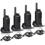 Retevis NR610 Walkie Talkies Professional, Handheld Walkie Talkie with Earpieces, AI Noise Cancelling, PMR446 VOX, 1200mAh USB C Rechargeable 2 Way Radio, Restaurant(4 Pcs, Black)