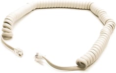 Cordon De Combiné Spiralé Pour Téléphone Fixe - Câble Téléphonique Blanc Rj9 Vers Rj9-2 Mètres De Long Déroulé