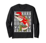 Rainbow Trout Fish Wearing Santa Hat Men Kids Ugly Christmas Long Sleeve T-Shirt