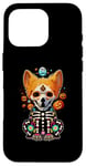 Coque pour iPhone 16 Pro Os de corgi mexicain Sugar Skull, Halloween, jour de la mort d'un chien