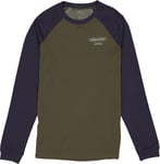 Mons Royale Men's Icon Merino Raglan Long Sleeve Dark Olive/9 Iron, L