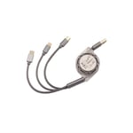 3i1 Ladekabel  Apple / Samsung / Huawei / Sony Mobiltelefon - Uttrekkbar knutefri