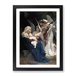 Song Of The Angels By William Adolphe Bouguereau Classic Painting Framed Wall Art Print, Ready to Hang Picture for Living Room Bedroom Home Office Décor, Black A3 (34 x 46 cm)