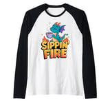 Sippin’ Fire Cute Dragon Tea Lover Raglan Baseball Tee