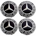 MB17 - 75MM 4-pack Centrumkåpor Mercedes Benz Silver one size