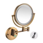 HGXC Vanity Magnifying Mirror, for Bathroom, LED Wall Mount Makeup Mirror, Adjustable Light, USB Rechargeable