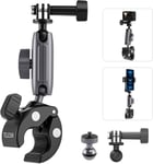 Supports de Guidon pour Motos et vélos pour GoPro Hero 13/12/11/10/9/8/7, DJI Osmo Action 5 Pro/4/3 Insta 360 X4 X3, Caméras d'action Fixation avec Rotation à 360 degrés (Alliage d'aluminium).[G1050]