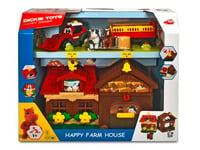 Dickie Toys Happy Farm House 203818000 Kit Aventure à la Ferme pour Enfants à partir de 1 an Tracteur avec Animaux Lumière et Son