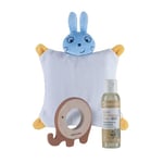 Bebeconfort Coffret Bien-Être pour Bébé, Contient Coussin Chauffant, Anneau de Dentition en Bois et Silicone, Huile de Massage Bio 100ml pour Bébé, Coffret Cadeau Bébé, dès la naissance