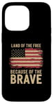 Coque pour iPhone 14 Pro Max Land of the Free Drapeau américain vieilli vieilli patriotique