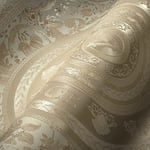 Versace Wallpaper Papier peint floral de luxe 387053 Beige Crème Blanc Cercles 10,05 x 0,70 m Fabriqué en Allemagne