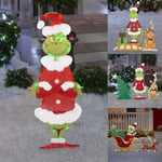 Christmas Grinchs Yard Decoration Stake The Grinch Outdoor Garden Card Decorations With Lamp String A