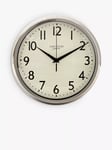 Lascelles Retro Silent Sweep Wall Clock, 30cm, Silver/Chrome