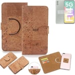 360° wallet case cork cover for Samsung Galaxy A14  case bag