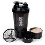 3 lager shaker protein flaska pulver shake kopp vatten flaska plast mixer kopp