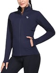 BALEAF Veste de course en polaire avec fermeture éclair intégrale pour femme - Poches résistantes à l'eau - Pour cyclisme, entraînement - Ouvertures pour les pouces, noir foncé, XL