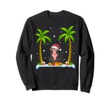 Monkey Santa Hat Palm Tree Beach Xmas Pajama Sweatshirt