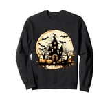 Halloween pumpkins Full moon and a haunted house Sweatshirt