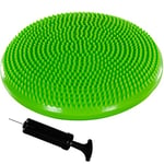 MOVIT Coussin d'assise à Balle Dynamic Seat avec Pompe, 33 cm ou 38 cm, Choix de Couleur, Coussin d'air à Picots Coussin d'équilibre, 33 cm, Vert