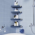 Sotfamily 4 Pièces Plastique Etagere Douche sans Percage, Rangement et Organisation de la Salle de Bain, Porte Savon Douche, Etagere Salle de Bain, Comprend 6 Autocollants Adhésifs, Bleu Marine