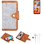 Felt Case + earphones for Samsung Galaxy A11 Cover light grey