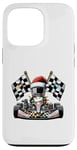 Coque pour iPhone 13 Pro Chapeau de Noël Go Kart Racing Karting Racer