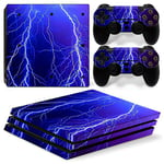 Mcbazel Pattern Series Vinyl Skin Sticker for PS4 Pro Controller & Console Protect Cover Decal Skin (Blue Thunder)