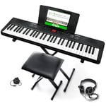 Alesis Melody 61 Piano Numérique 61 Touches pour Débutants avec Haut-parleurs, Support, Banc, Casque, Pupitre, 300 Sons et des Leçons de Musique