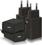 4-Pack 12w Chargeur Usb, 5v/2.4a Prise Usb Adaptateur Usb Bloc Chargeur Usb, Prise Secteur Usb Compatible Avec Iphone Samsung Huawei Xiaomi Oppo Lg (Noir).[F553]