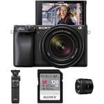 Sony Alpha 6400 | APS-C Mirrorless Camera with Sony 18-135 mm f/3.5-5.6 Zoom Lens (Content Creator kit "Lens Edition" including: Bluetooth Shooting Grip, E 11mm F1.8 Lens, Memory Card and Flash)