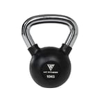 Hit Fitness Kettlebell unisexe pour adulte avec poignée chromée, 10 kg, noir et chrome, 16 x 16 x 26 cm