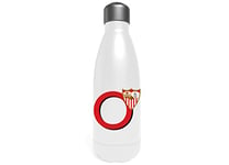 Sevilla Bouteille d'eau en acier inoxydable, bidon, bouteille d'eau, fermeture hermétique, lettre O, 550 ml, couleur blanche, produit officiel (CyP Brands)