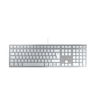 CHERRY KC 6000C FOR MAC, Wired Mac Keyboard (USB-C Connection), French Layout (AZERTY), Whisper-Quiet Keys, Flat Design, Silver/White