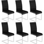 Woltu - Lot de 6 Chaises Salle à Manger Chaise Cantilever en Similicuir, Doux et confortable, Noir