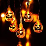 Halloweenin koristeellinen puutarha kurpitsamerkkivalo Paristokäyttöinen 3M 20 LED valo sopii Halloweeniin, lämmin valkoinen [energialuokka A+]