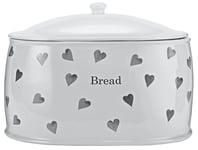 Argos Home Hearts Stoneware Bread Bin - White