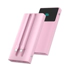 Banque d'alimentation de Chargeur Portable avec 2 câbles intégrés 13000mah PD Chargeur de téléphone Portable à Charge Rapide Chargeur de Batterie de Rechange pour iPhone, Android - Rose(Pack de 1)