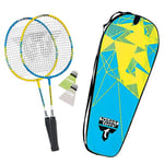 Talbot Torro Set de Badminton 2-Attacker Junior, pour Enfants, 2 Raquettes Raccourcies 53 cm, 2 Volants, dans Un Sac Précieux, 449501, Jaune-Bleu