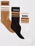 BOSS Bodywear 3 Pack Rib Stripe Socks - Multi, Multi, Size 43-46, Men