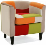 Versa - Red Patchwork Fauteuil pour salon, chambre ou salle à manger, Canapé confortable et différent, avec accoudoirs, Dimensions (h x l x l) 56 x