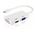 Cable Adaptateur Mini Display Port vers HDMI, DVI et VGA convertisseur pour MacBook, iMac, Surface Pro 1/2/3/4, Thinkpad -Yuan