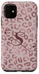 Coque pour iPhone 11 Letter S Initial Leopard Rose Pink Cheetah Monogram