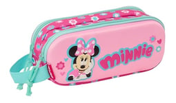 Safta Minnie Mouse 3D Trousse Double 3D, Trousse pour Enfant, idéale pour Les Enfants d'âge Scolaire, Confortable et Polyvalente, qualité et résistance, 21 x 6 x 8 cm, Rose, Rose, Estándar,